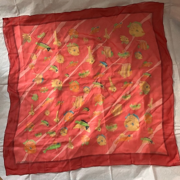 VINTAGE HERMÈS PARIS AU CLAIR DE LA MER SILK CHIFFON SCARF - Picture 14 of 14